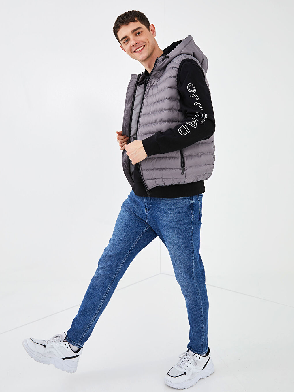 Yeşil Standart Kalıp Kapüşonlu Şişme Yelek-4