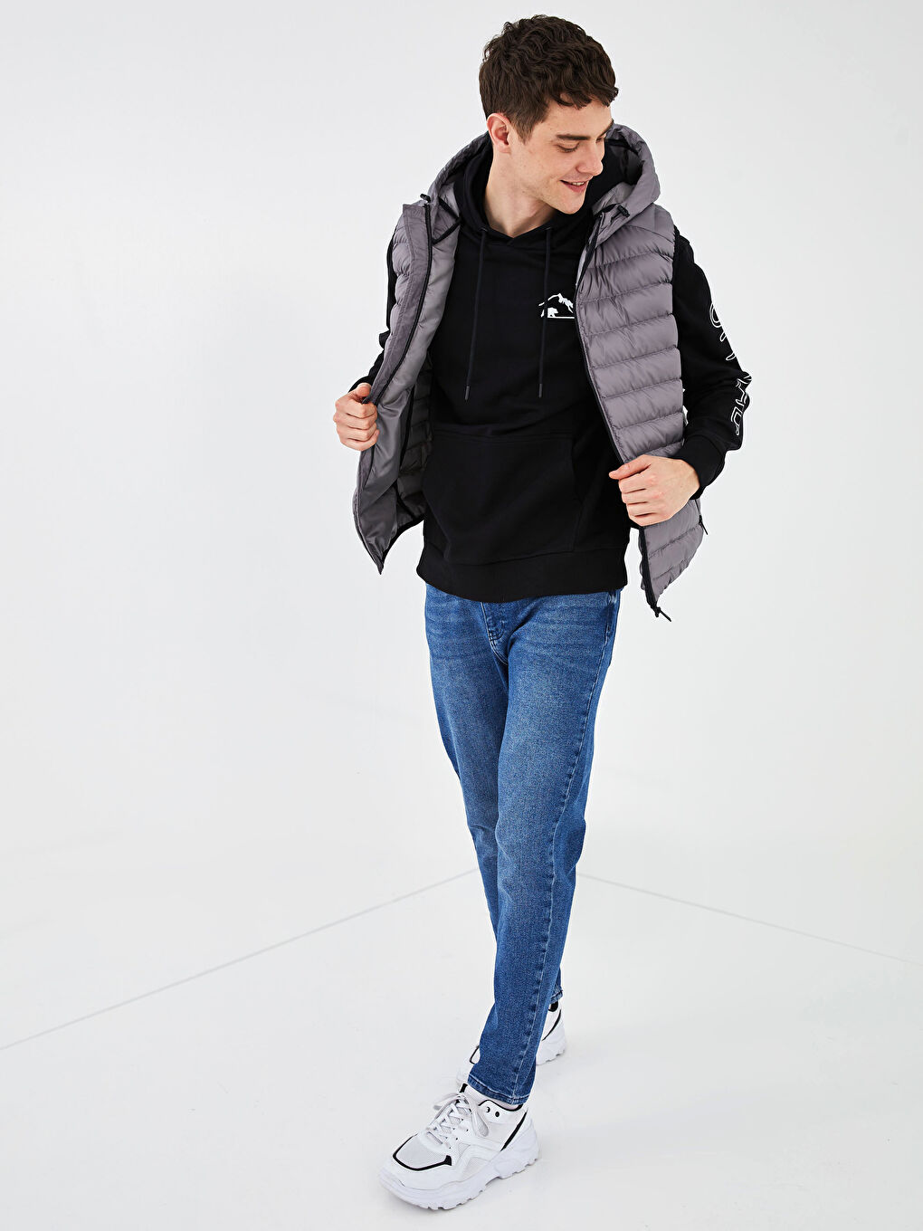 Yeşil Standart Kalıp Kapüşonlu Şişme Yelek-3