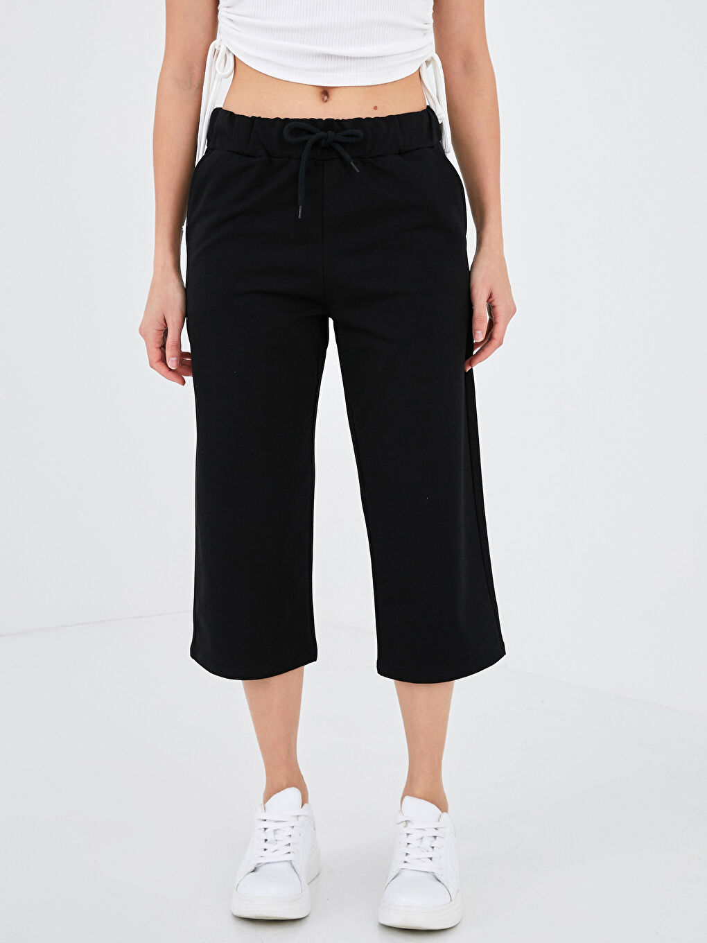 Брюки-капрі Жіночі З Кишенею, Еластична Талія З Деталями-2