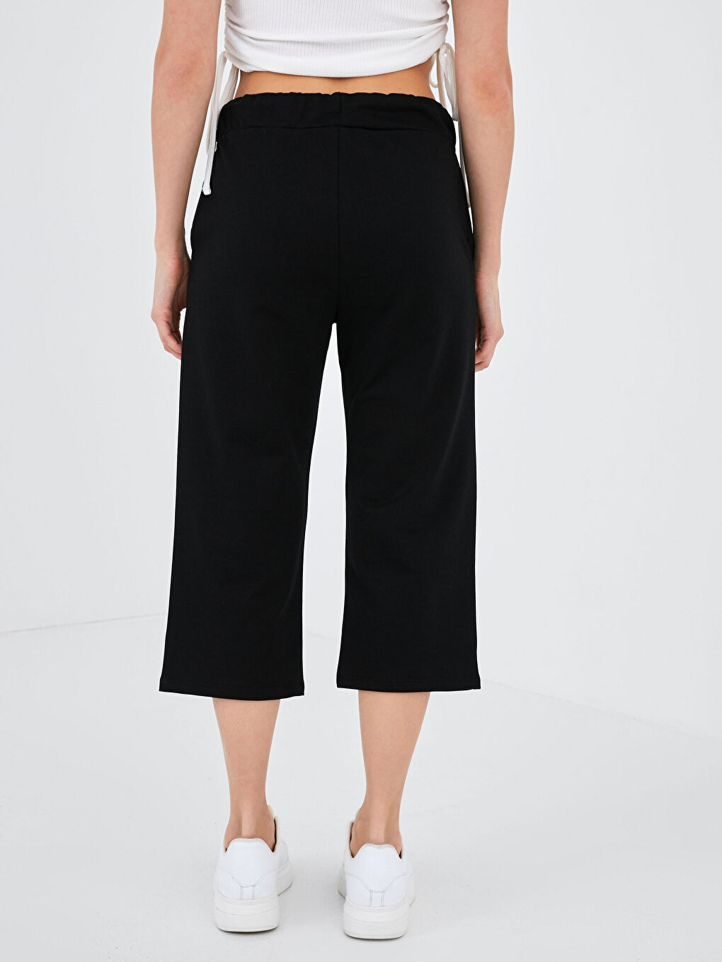 Брюки-капрі Жіночі З Кишенею, Еластична Талія З Деталями-3