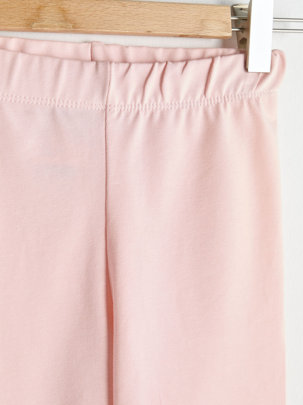 Pembe Beli Lastikli Baskılı Pamuklu Kız Çocuk Uzun Tayt-1