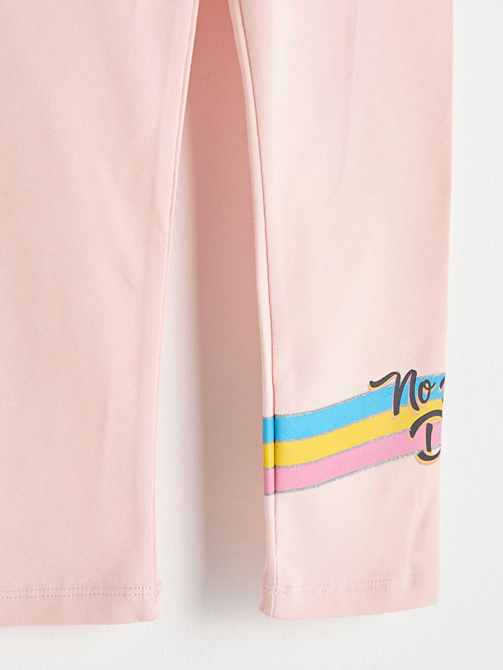 Pembe Beli Lastikli Baskılı Pamuklu Kız Çocuk Uzun Tayt-2