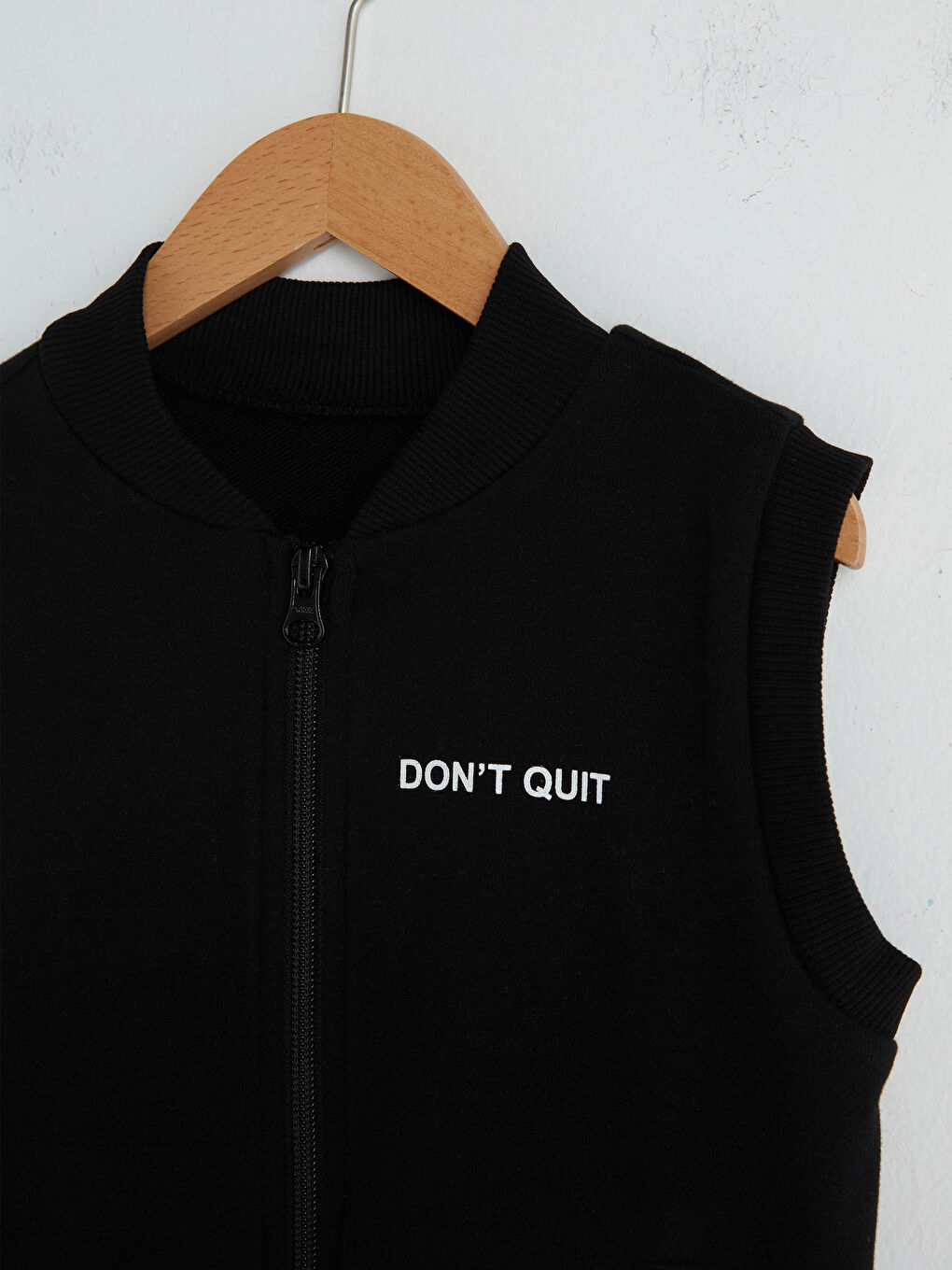 Siyah Bisiklet Yaka Kız Çocuk Fermuarlı Yelek-2