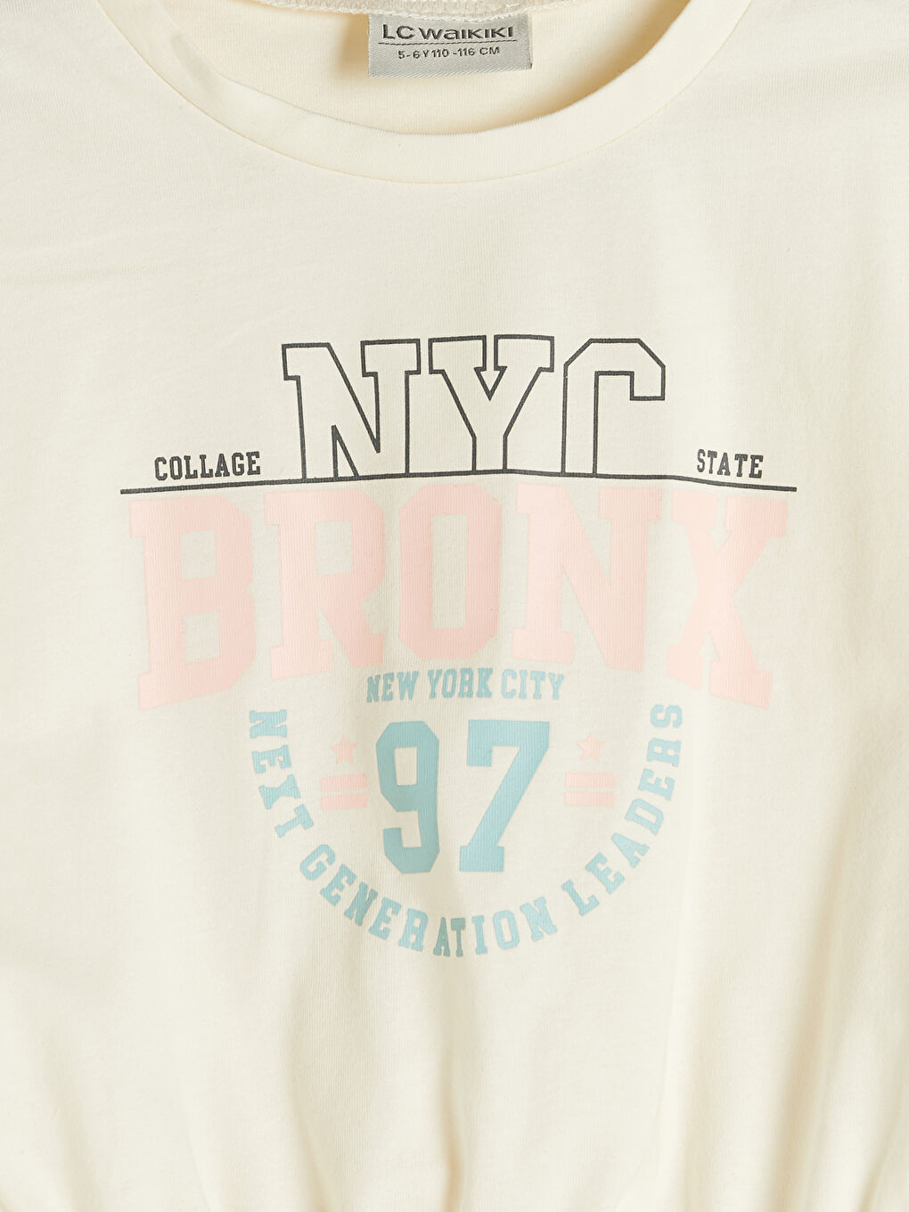 Crew Neck Printed Short Sleeve Girl's Sweatshirt and Tights-2