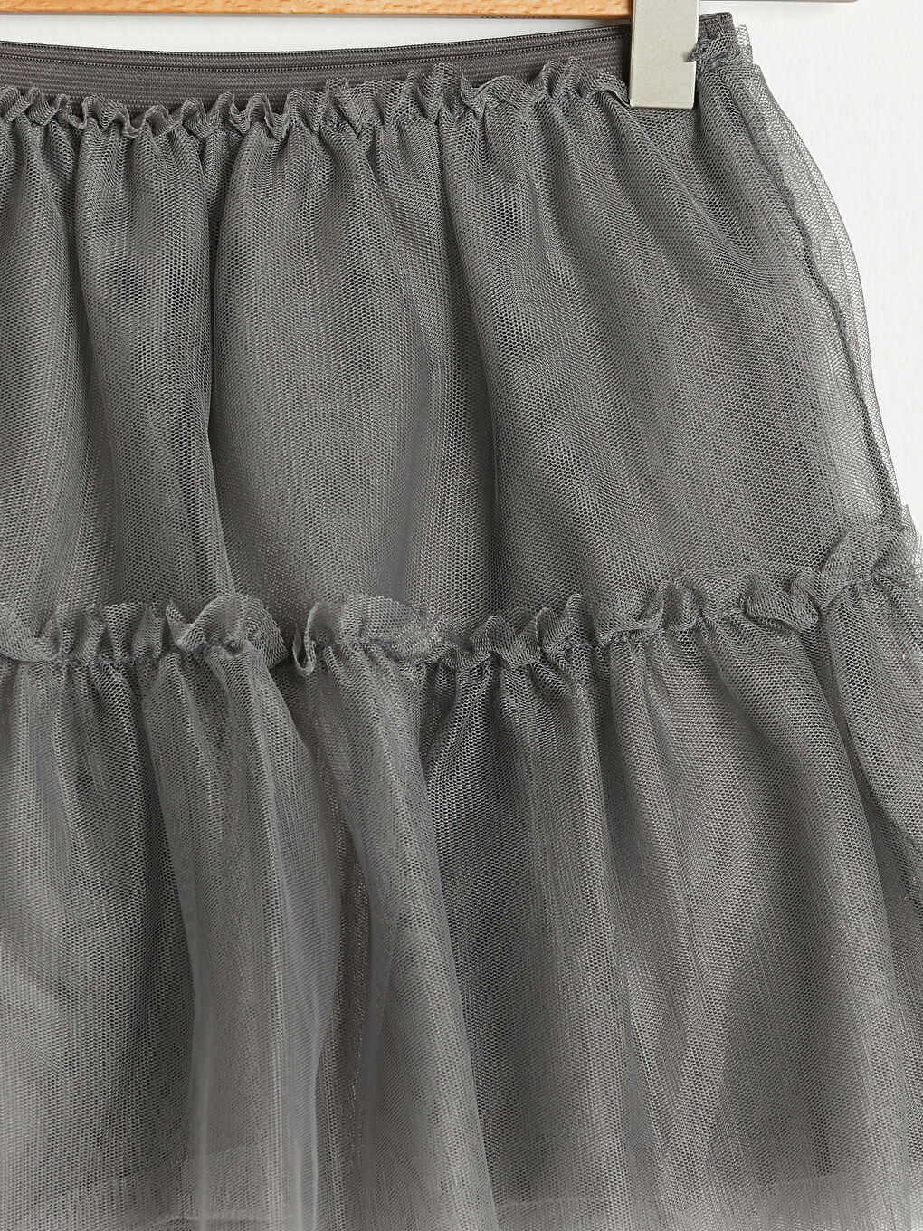 Ekru Bisiklet Yaka Baskılı Kısa Kollu Kız Çocuk Tişört ve Tül Etek-3