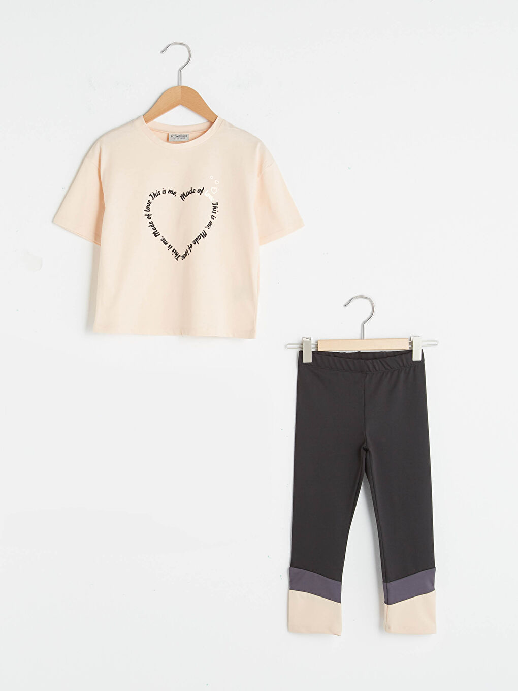 T-shirt à Manches Courtes Imprimé Col Rond pour Filles et Collants