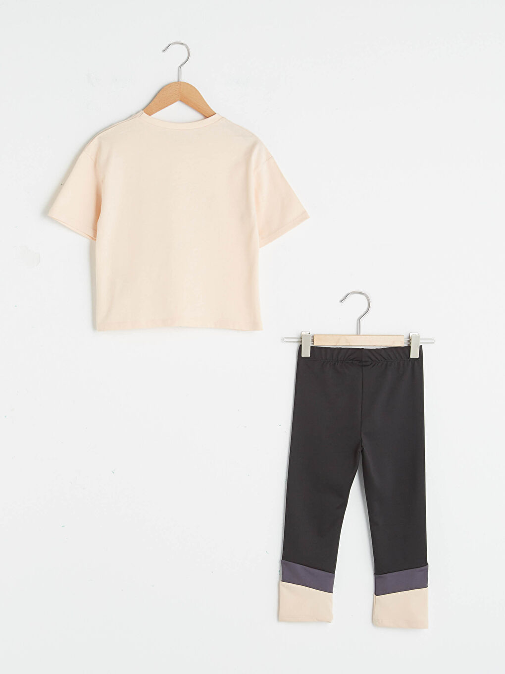 T-shirt à Manches Courtes Imprimé Col Rond pour Filles et Collants-1