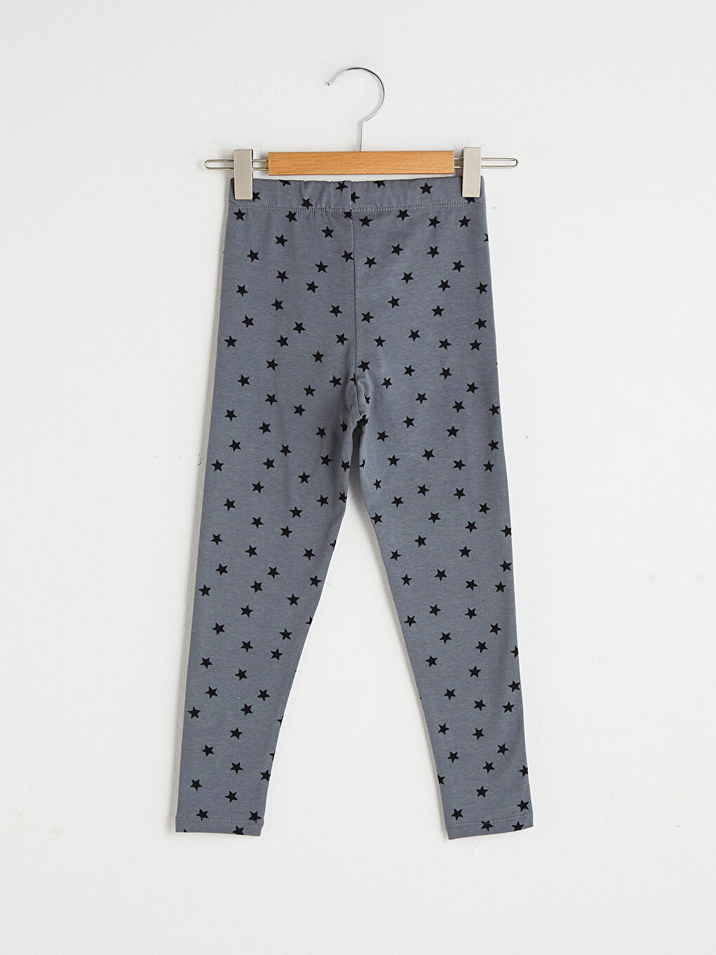 Gri Baskılı Pamuklu Kız Çocuk Uzun Tayt-1