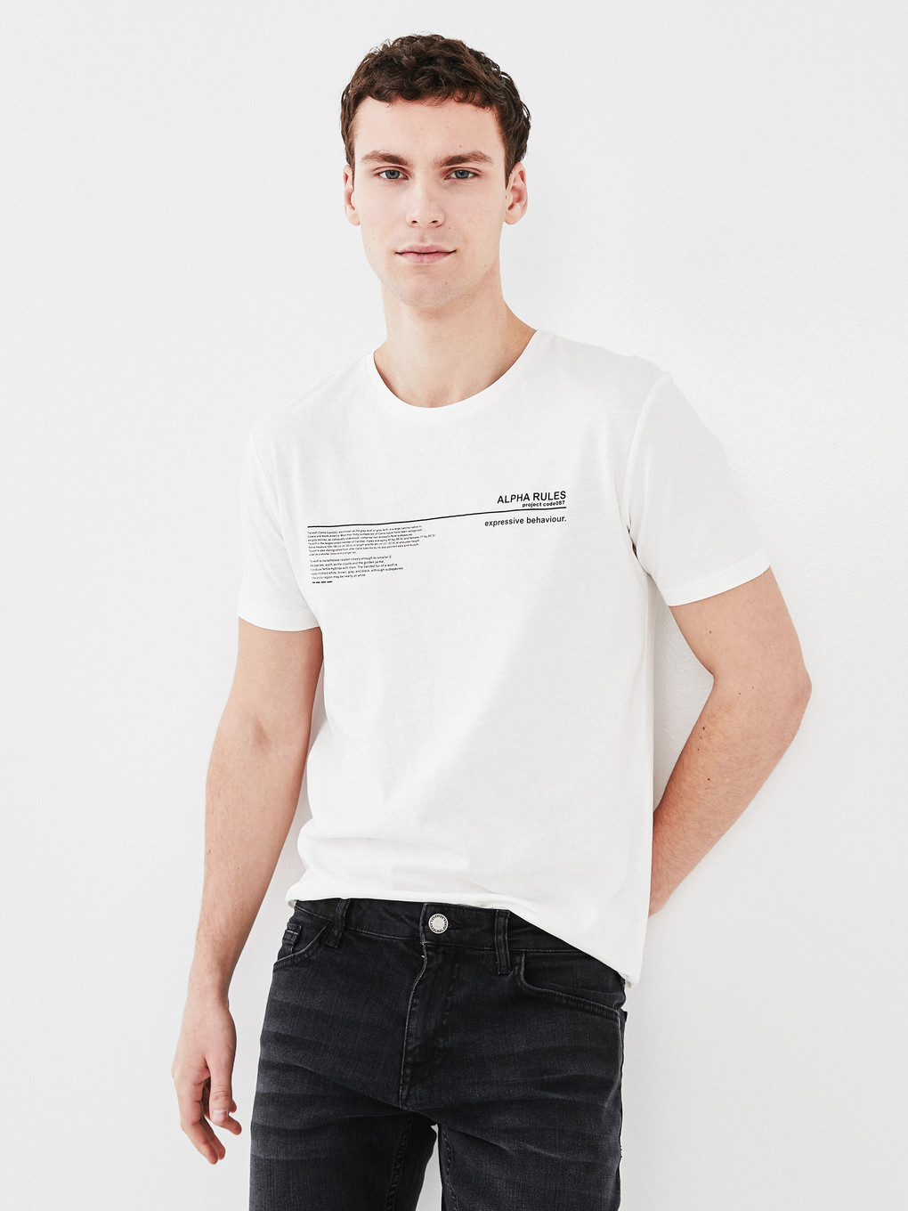 Crew Neck Short Sleeve Printed Combed Cotton Men's T-shirt