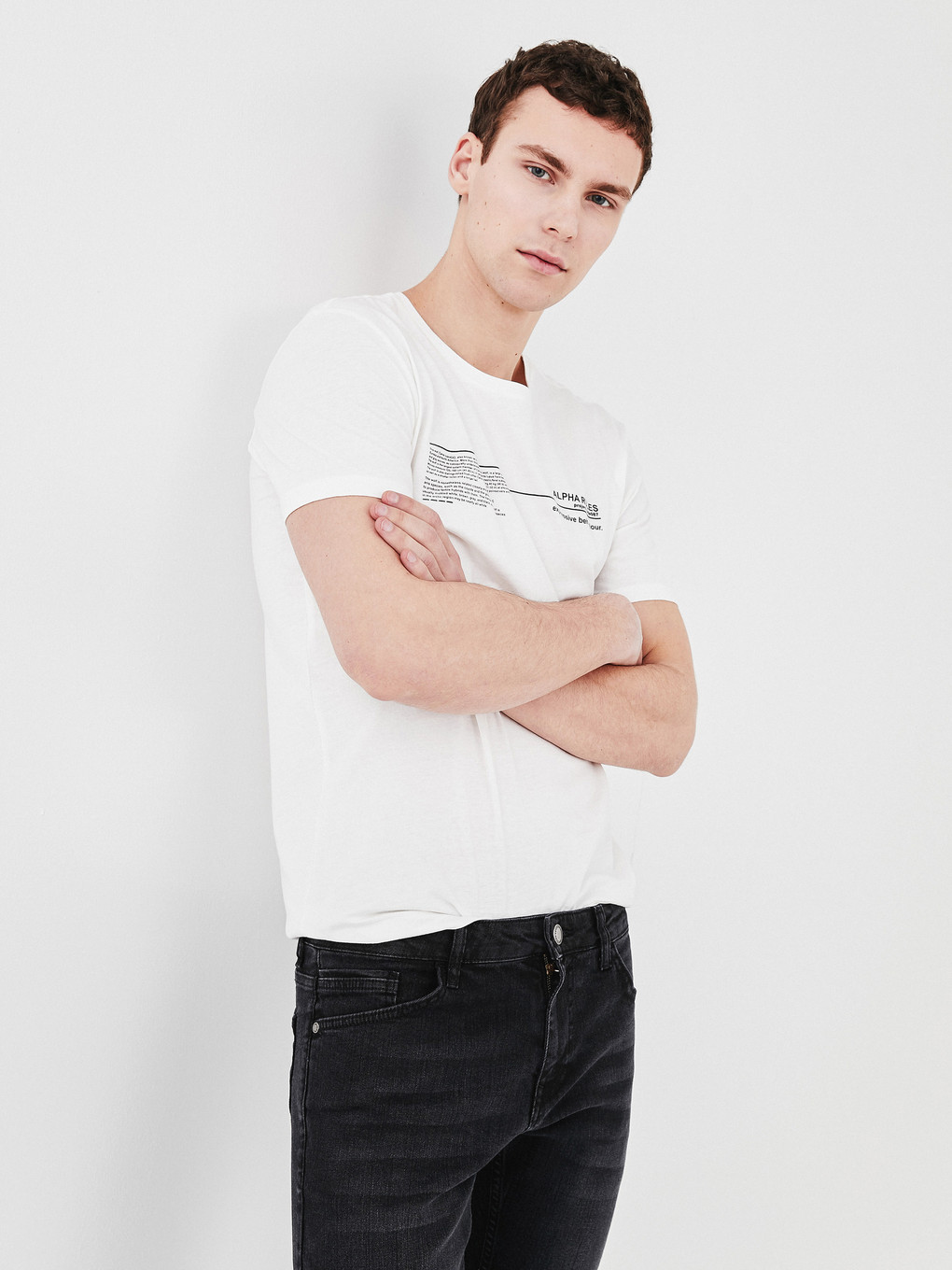Crew Neck Short Sleeve Printed Combed Cotton Men's T-shirt-1