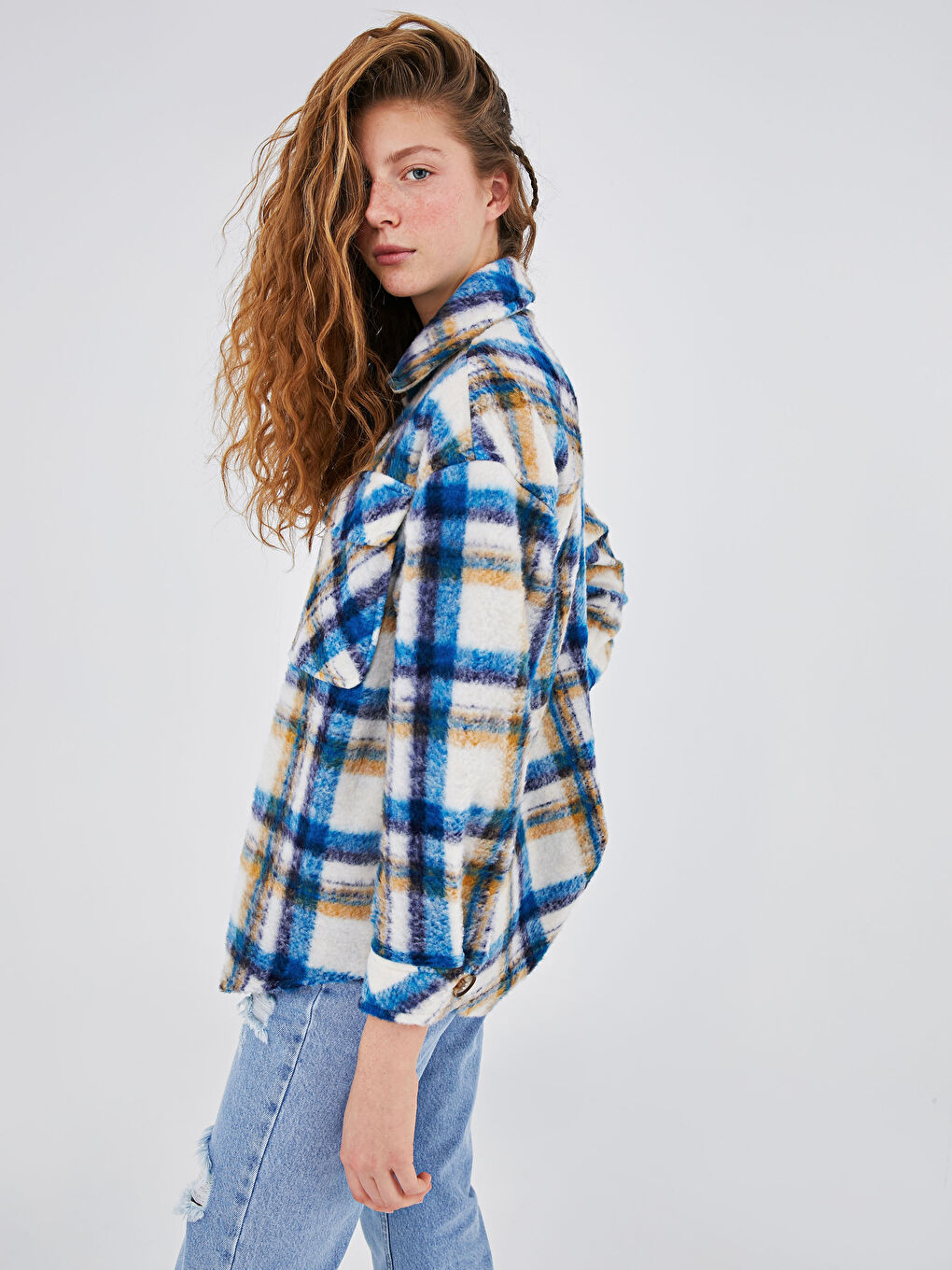 ブルーページ XSIDE Pocket Detailed Plaid Shirt Jacket -S1DU66Z8-LLC - LC