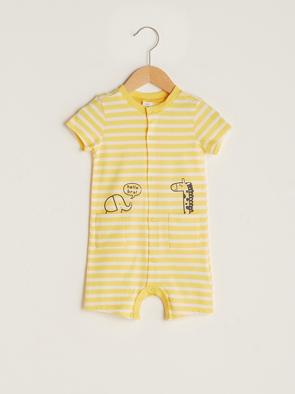 Crew Neck Short Sleeve Striped Baby Boys' Jumpsuit