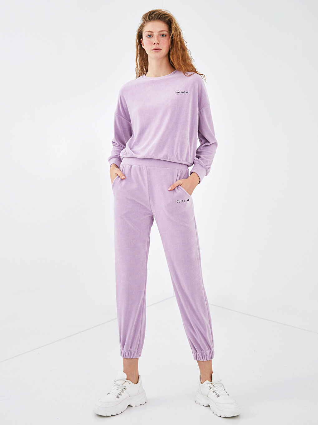 XSIDE Waist Rubber Embroidered Velvet Woman Jogger Tracksuit Bottoms -S1DU82Z8-QPG
