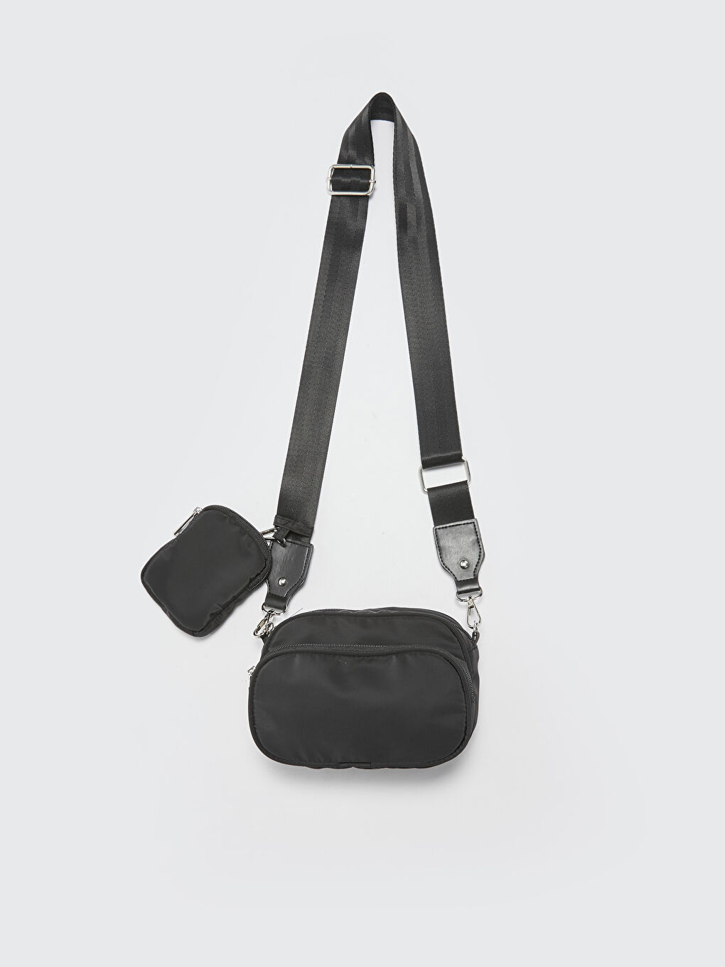 Siyah Ek Küçük Çantalı Kadın Omuz Çantası-2