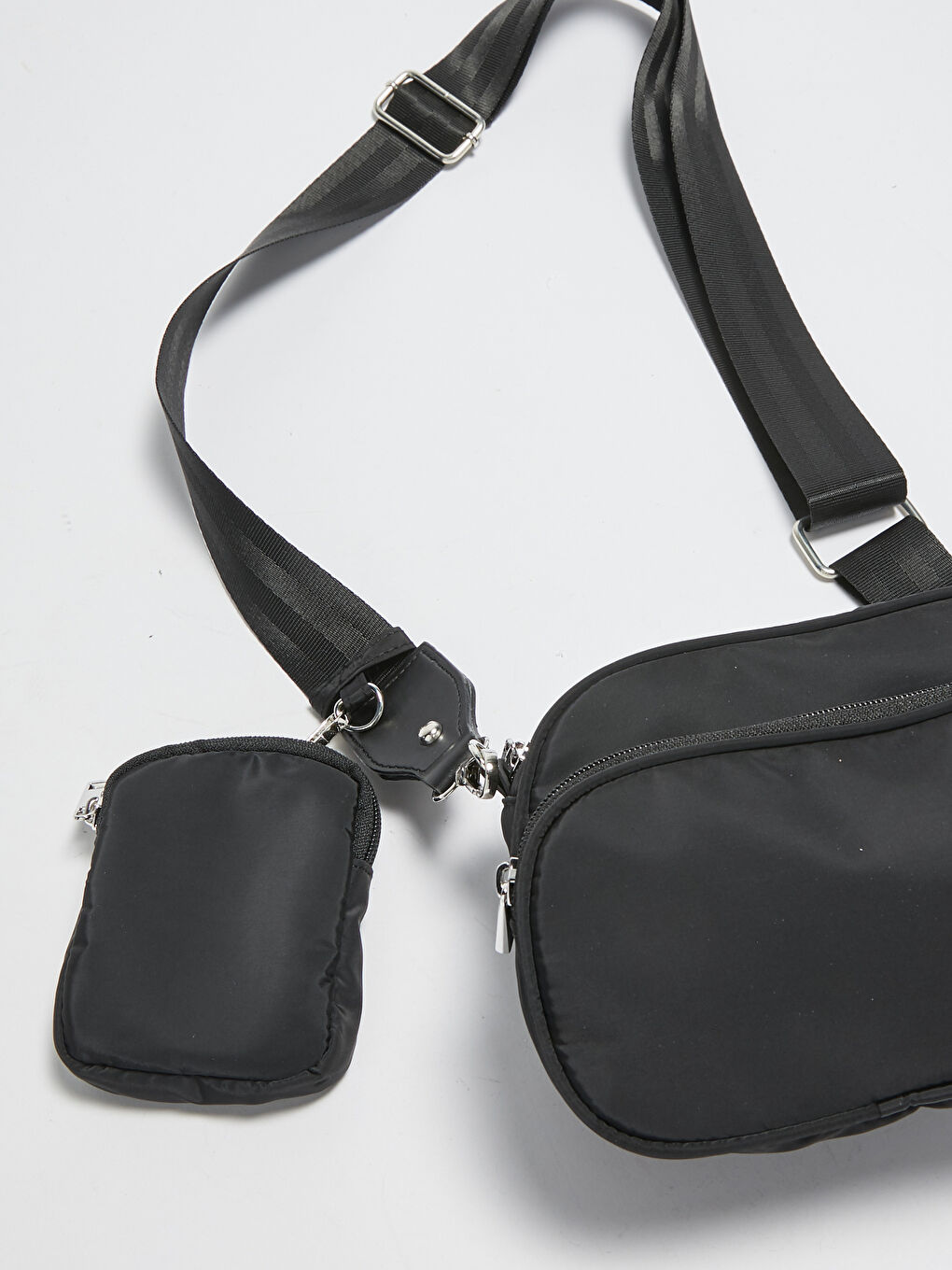 Siyah Ek Küçük Çantalı Kadın Omuz Çantası-4