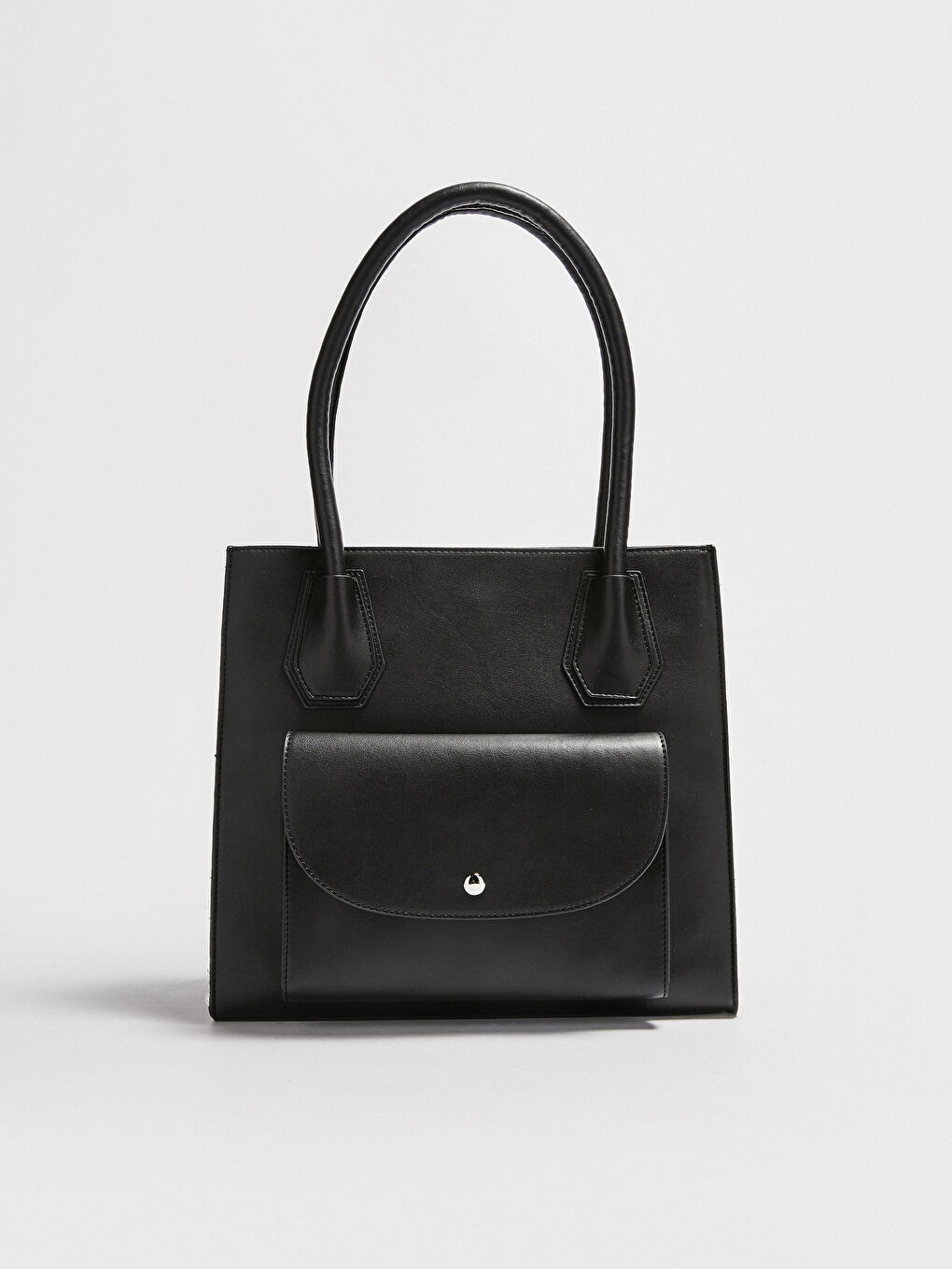 Siyah Deri Görünümlü Kadın Kol Çantası