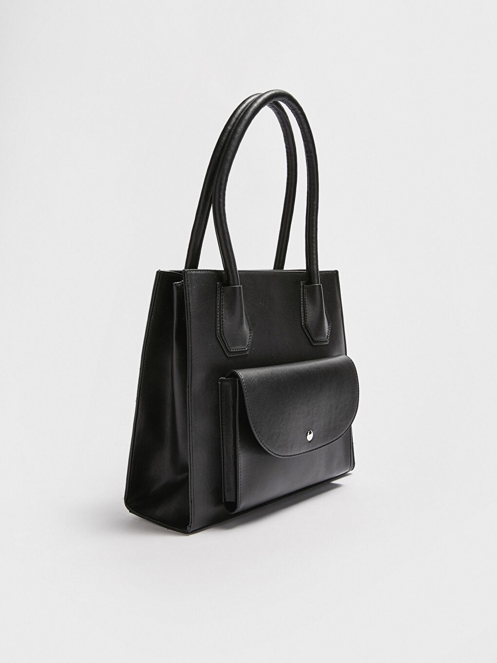 Siyah Deri Görünümlü Kadın Kol Çantası-1