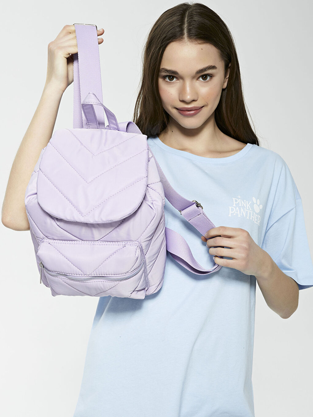 Lila Paraşüt Kumaş Kadın Sırt Çantası