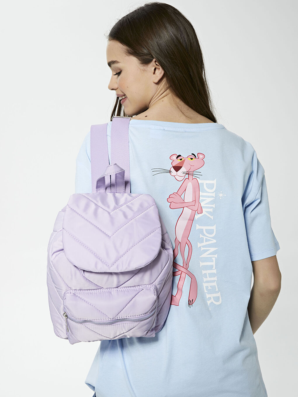 Lila Paraşüt Kumaş Kadın Sırt Çantası-1