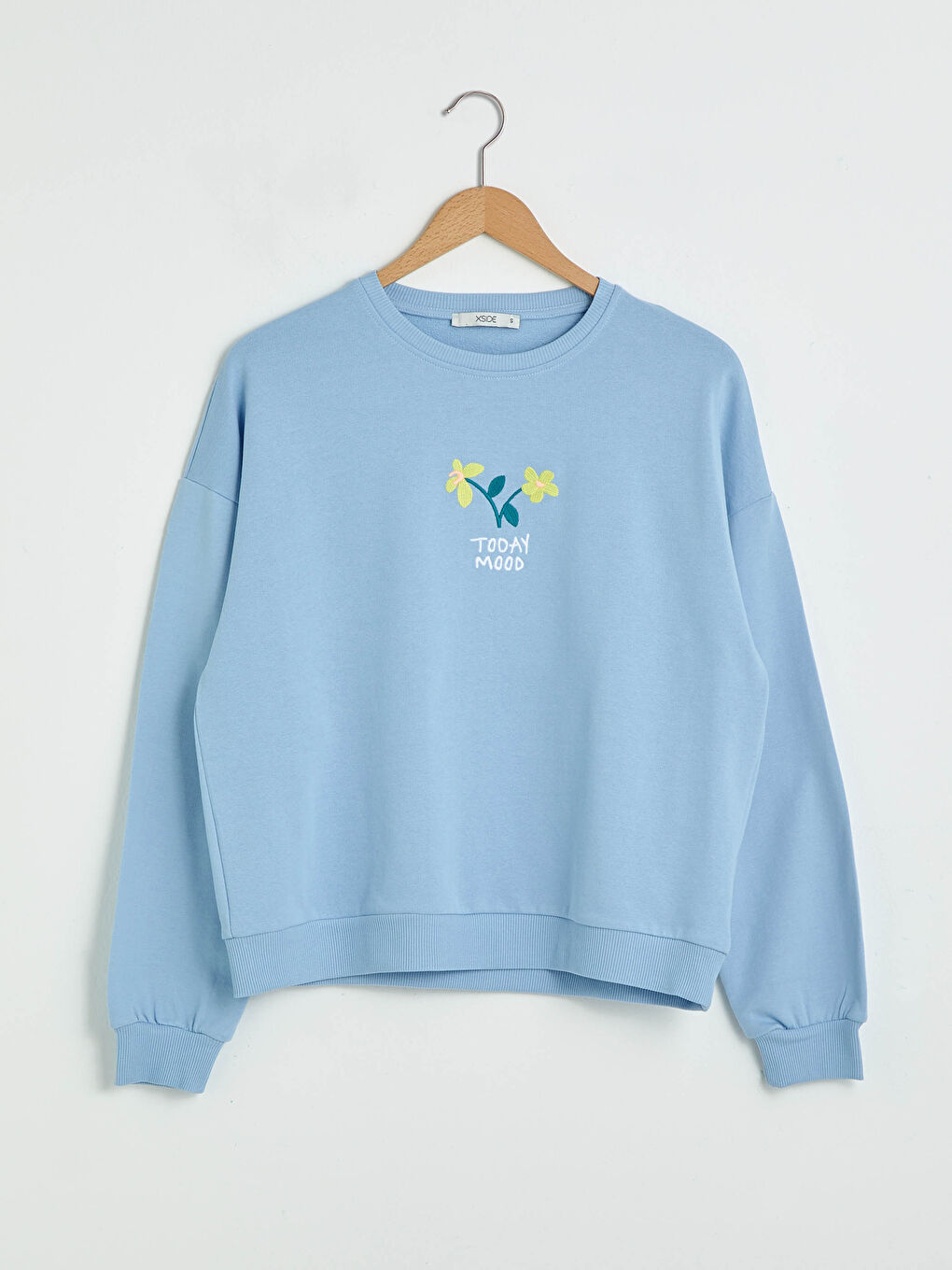 Mavi Bisiklet Yaka Nakışlı Uzun Kollu Kadın Sweatshirt-6