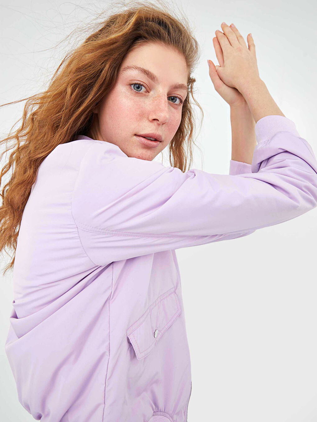 College Neck Pocket Detailed Women's Bomber Coat-6