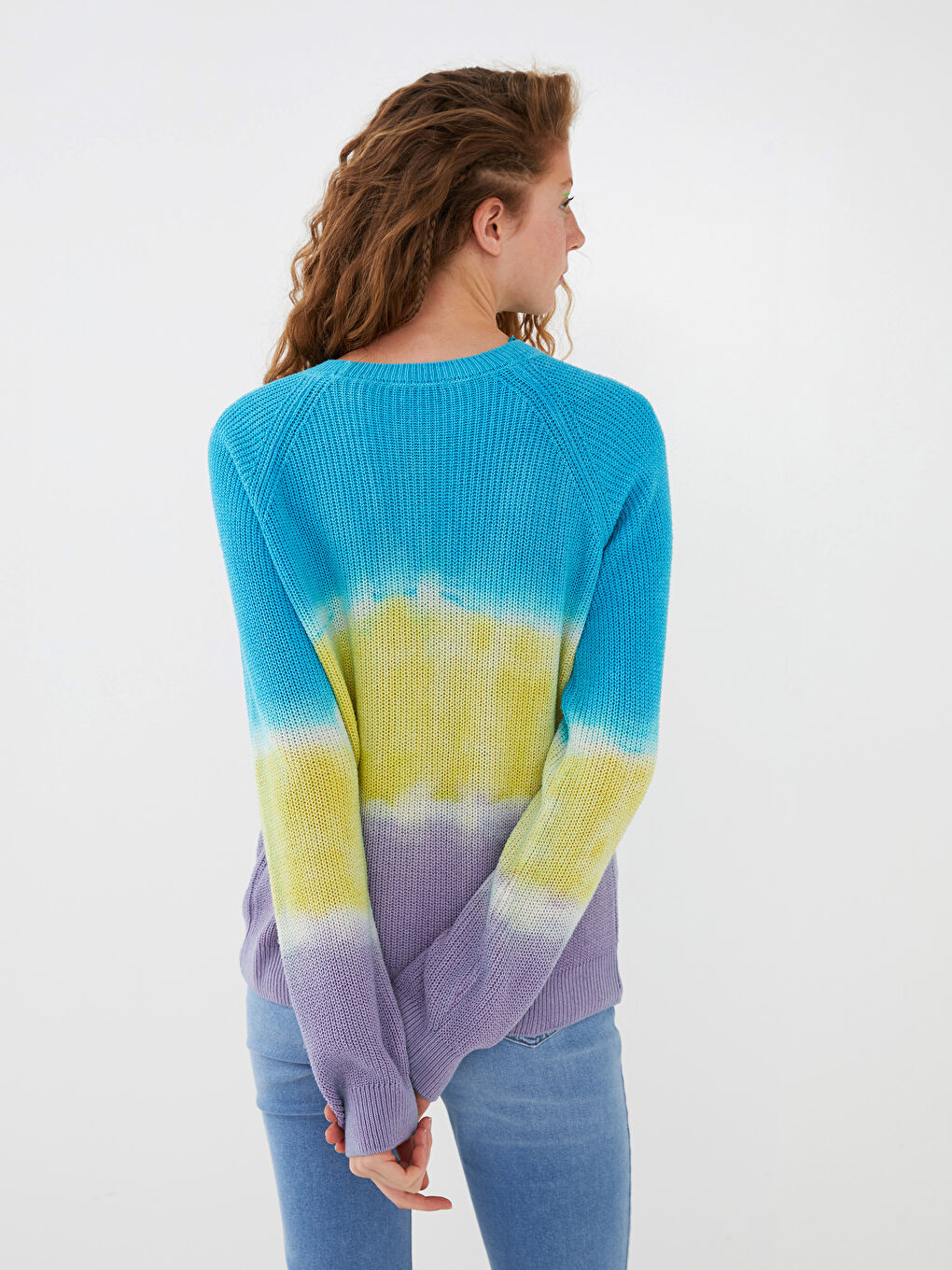 Свитер из трикотажа с круглым вырезом, разноцветный, с длинным рукавом, для женщин-5