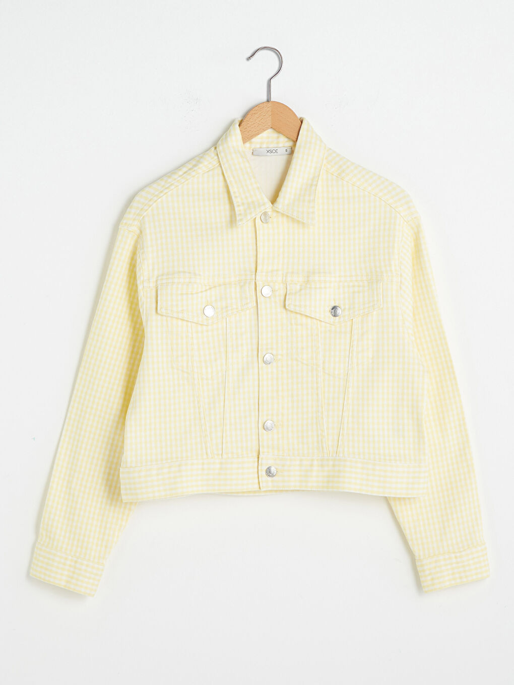 Veste En Jean Écossaise Pour Femmes À Manches Longues Avec Poches-7