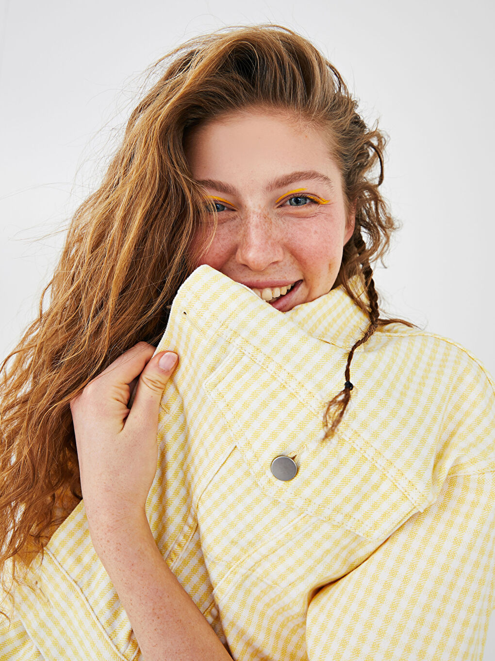 Veste En Jean Écossaise Pour Femmes À Manches Longues Avec Poches-3