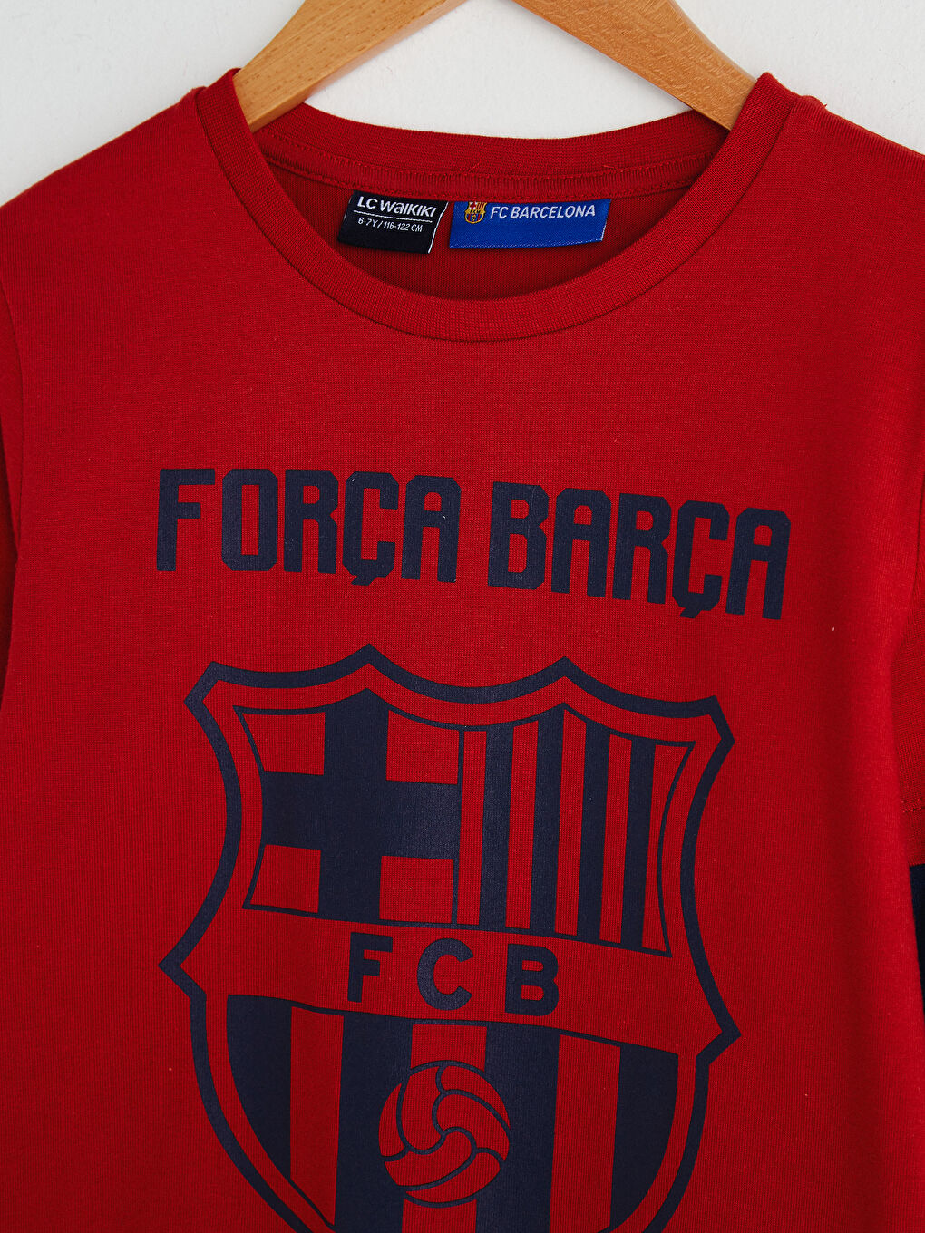 LCW Kids Crew Neck Barcelona Printed Long Sleeve Boy Fan T-Shirt -S1DY69Z4-J4N