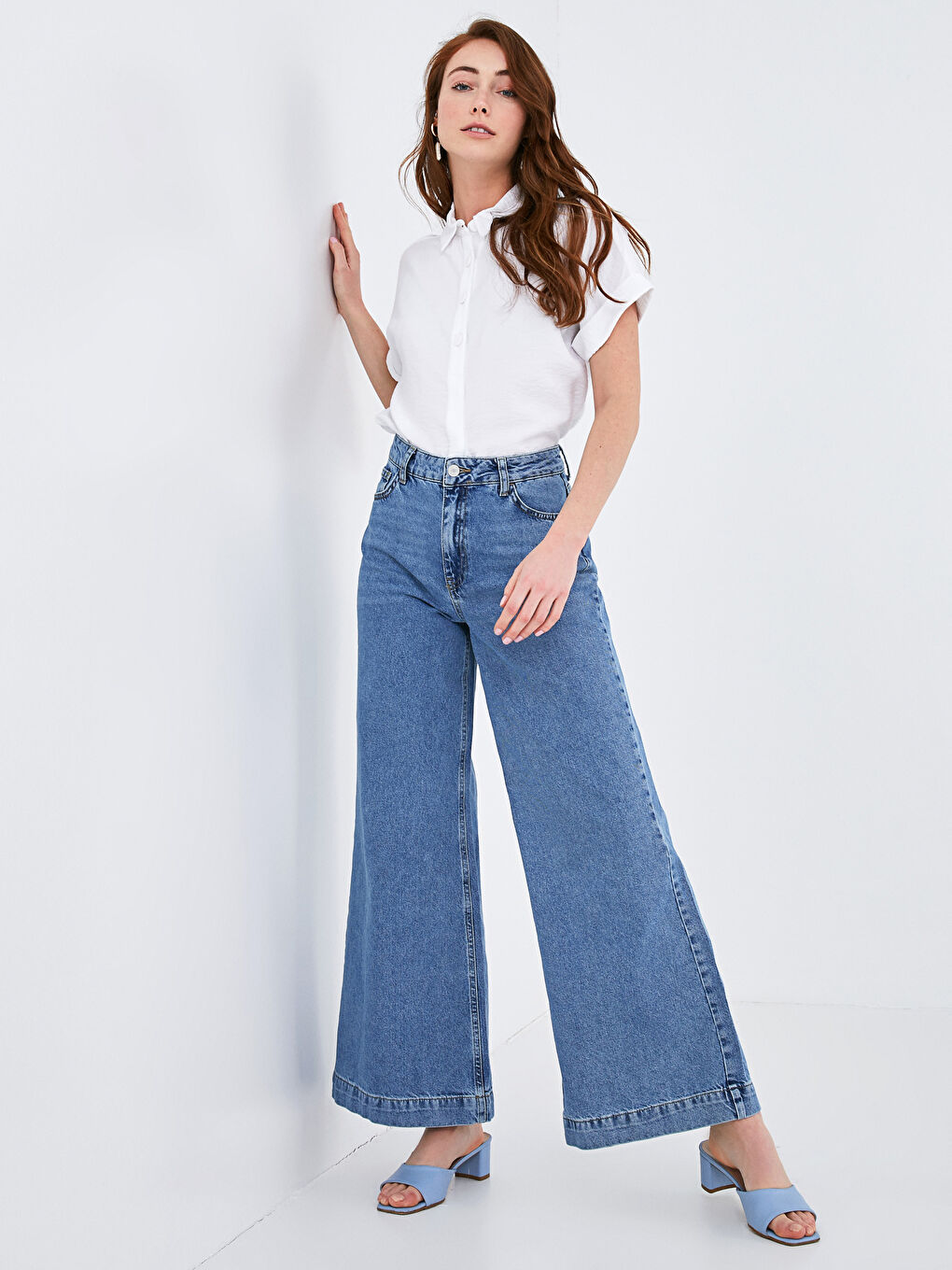 Jean Femme Taille Haute Jambe Large-8