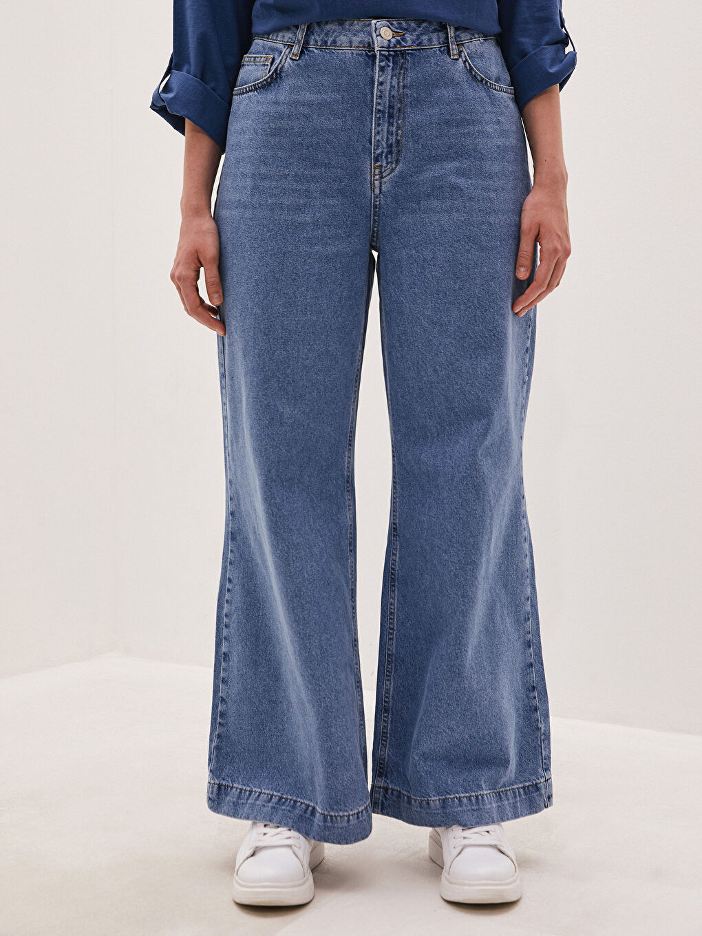 Jean Femme Taille Haute Jambe Large-3