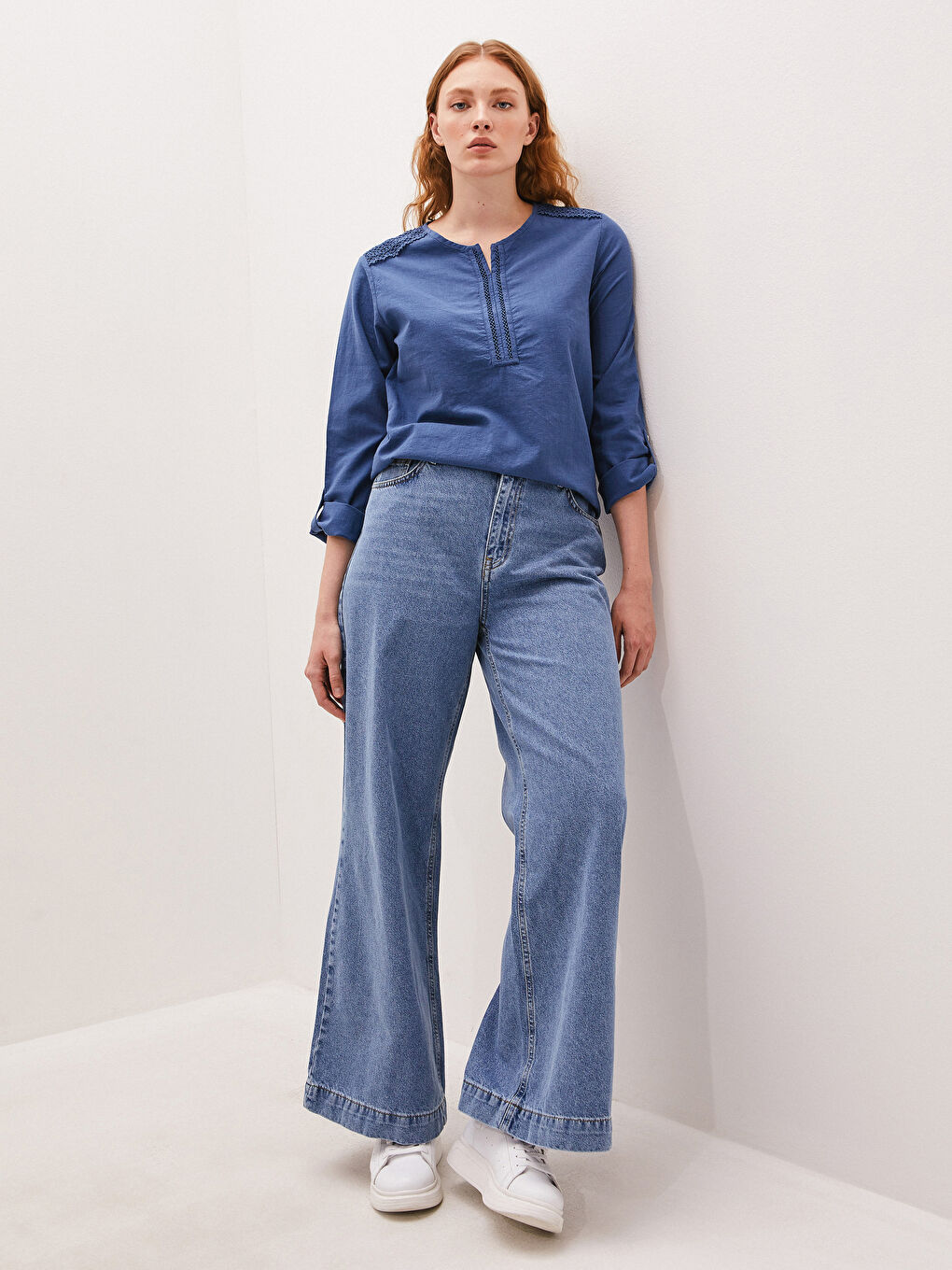 Jean Femme Taille Haute Jambe Large-1