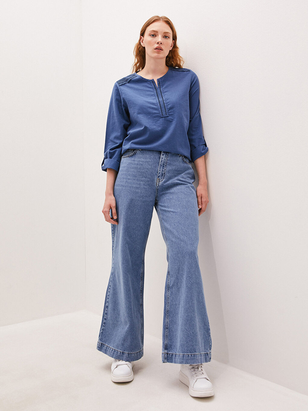 Jean Femme Taille Haute Jambe Large-2