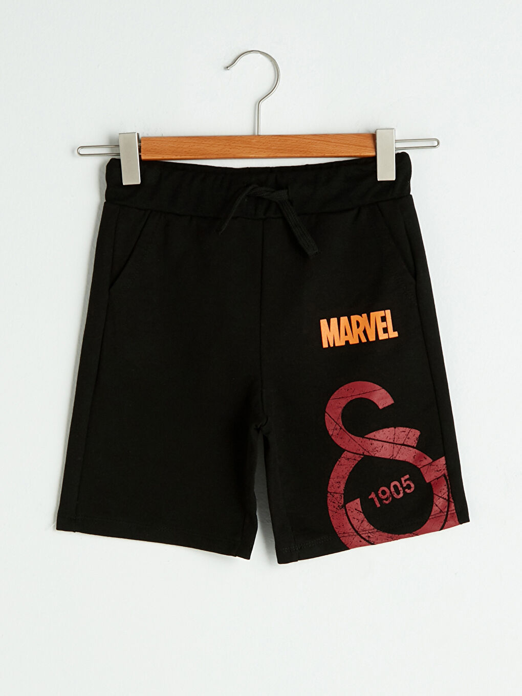 Siyah Beli Lastikli Galatasaray Baskılı Erkek Çocuk Şort