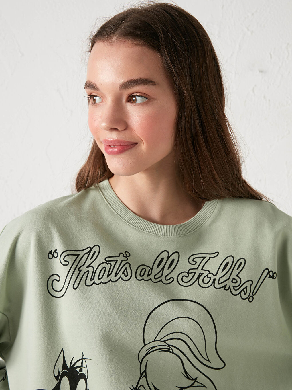 LCW Vision Sweat-shirt à col rond imprimé Bugs Bunny à manches longues pour Femmes -S1EA21Z8-FKS