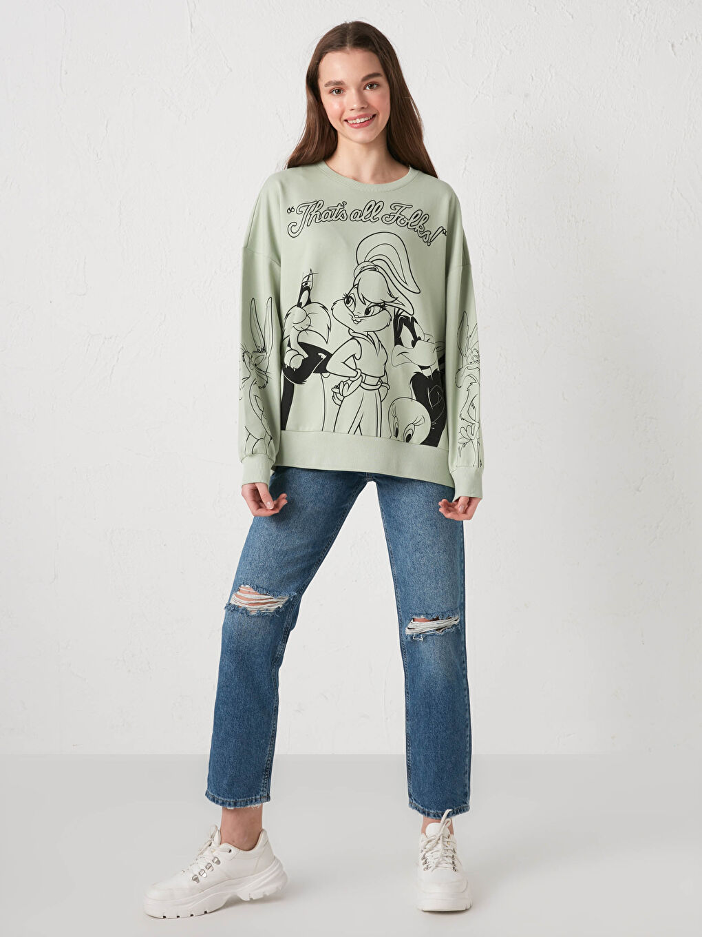 LCW Vision Sweat-shirt à col rond imprimé Bugs Bunny à manches longues pour Femmes -S1EA21Z8-FKS
