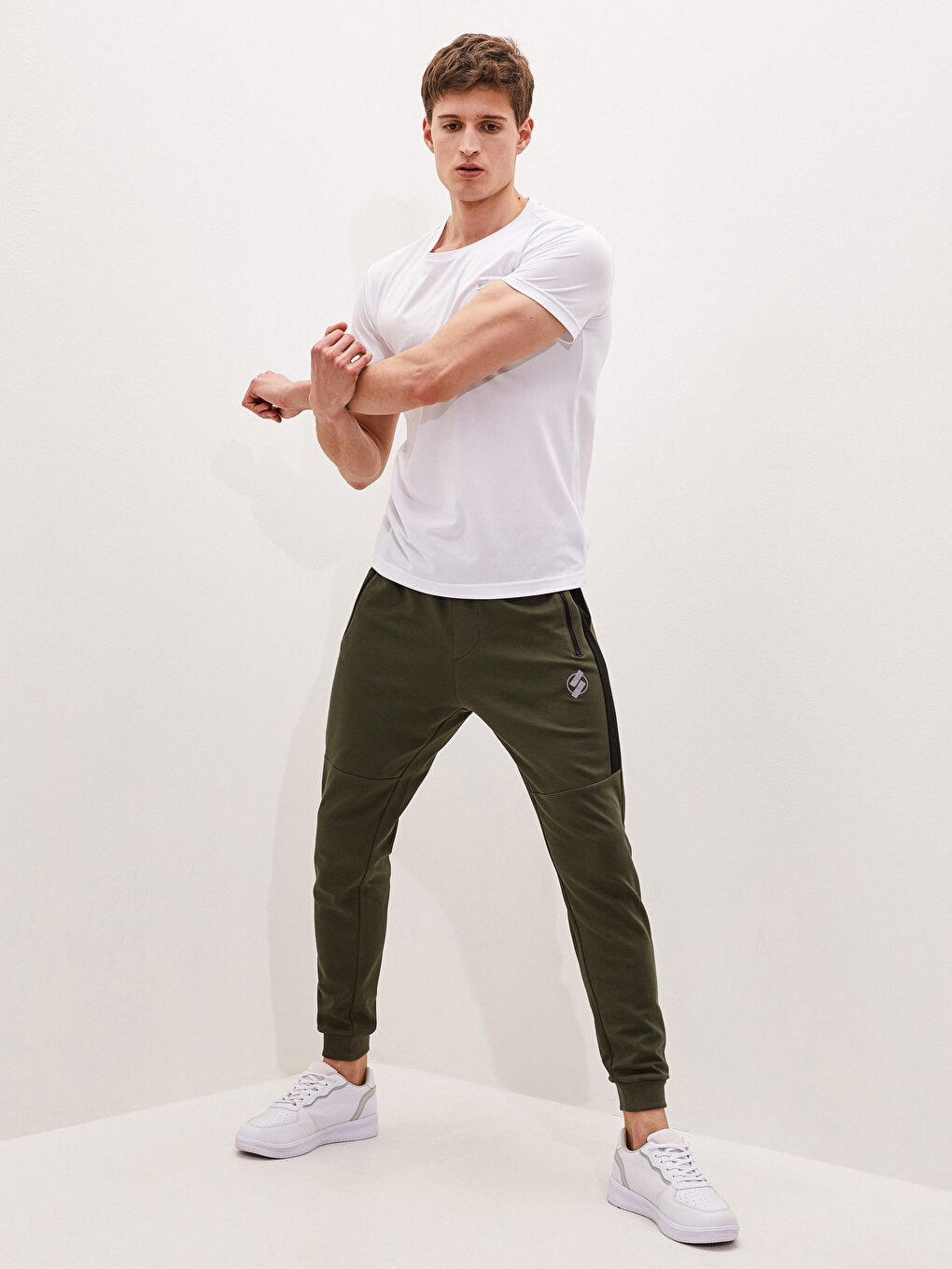 Haki Standart Kalıp Aktif Spor Erkek Eşofman Altı-1