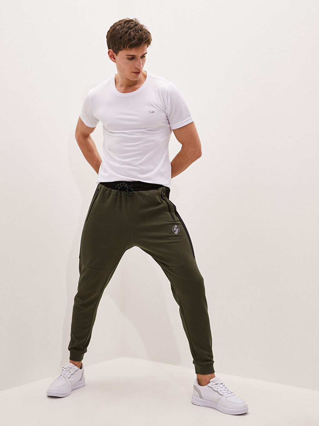 Haki Standart Kalıp Aktif Spor Erkek Eşofman Altı-2