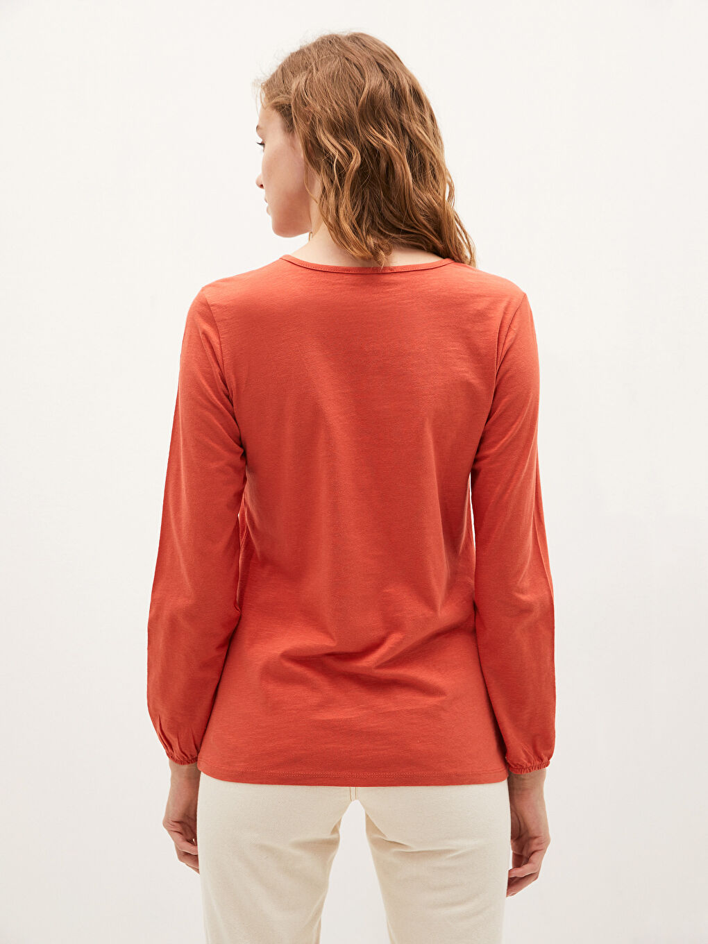 Blouse en Coton à Manches Longues Imprimée avec Col Lavallière pour Femmes-3