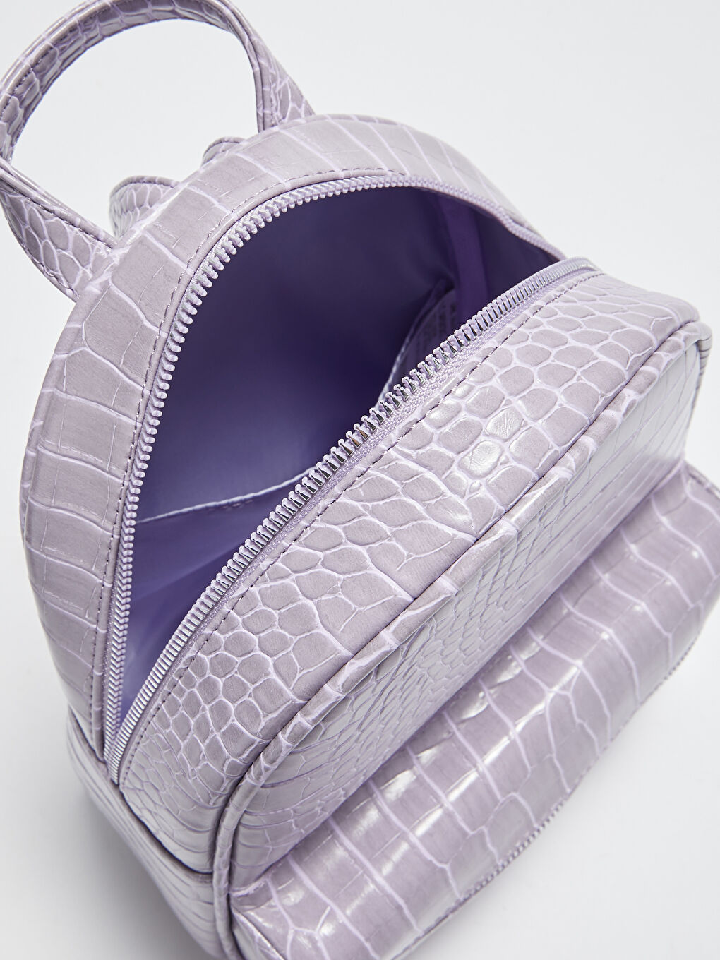 Lila Deri Görünümlü Kadın Sırt Çantası-5