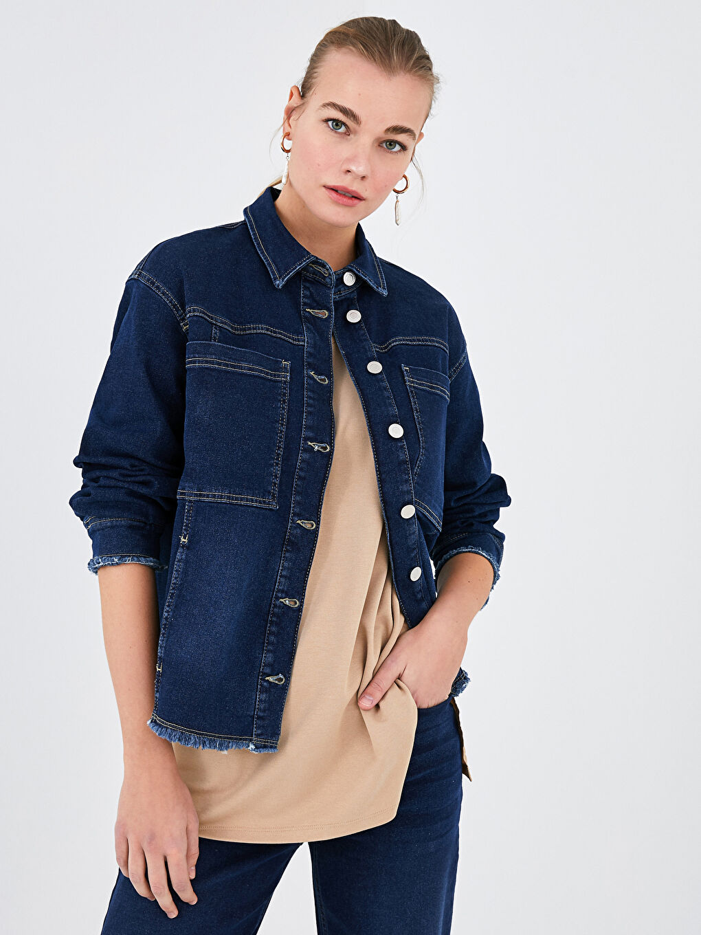 KHOKI No Collar Jacket サイズ2 ネイビー KURO】BIG COLLAR VARSITY JACKET/ネイビー - セレクトショップ