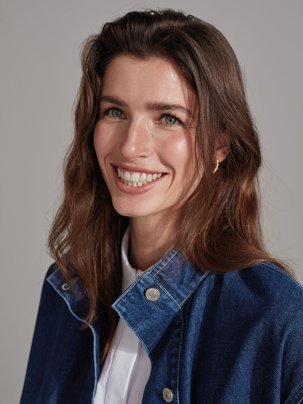 Shirt Collar Pocket Detailed Long Sleeve Women's Jean Jacket-7