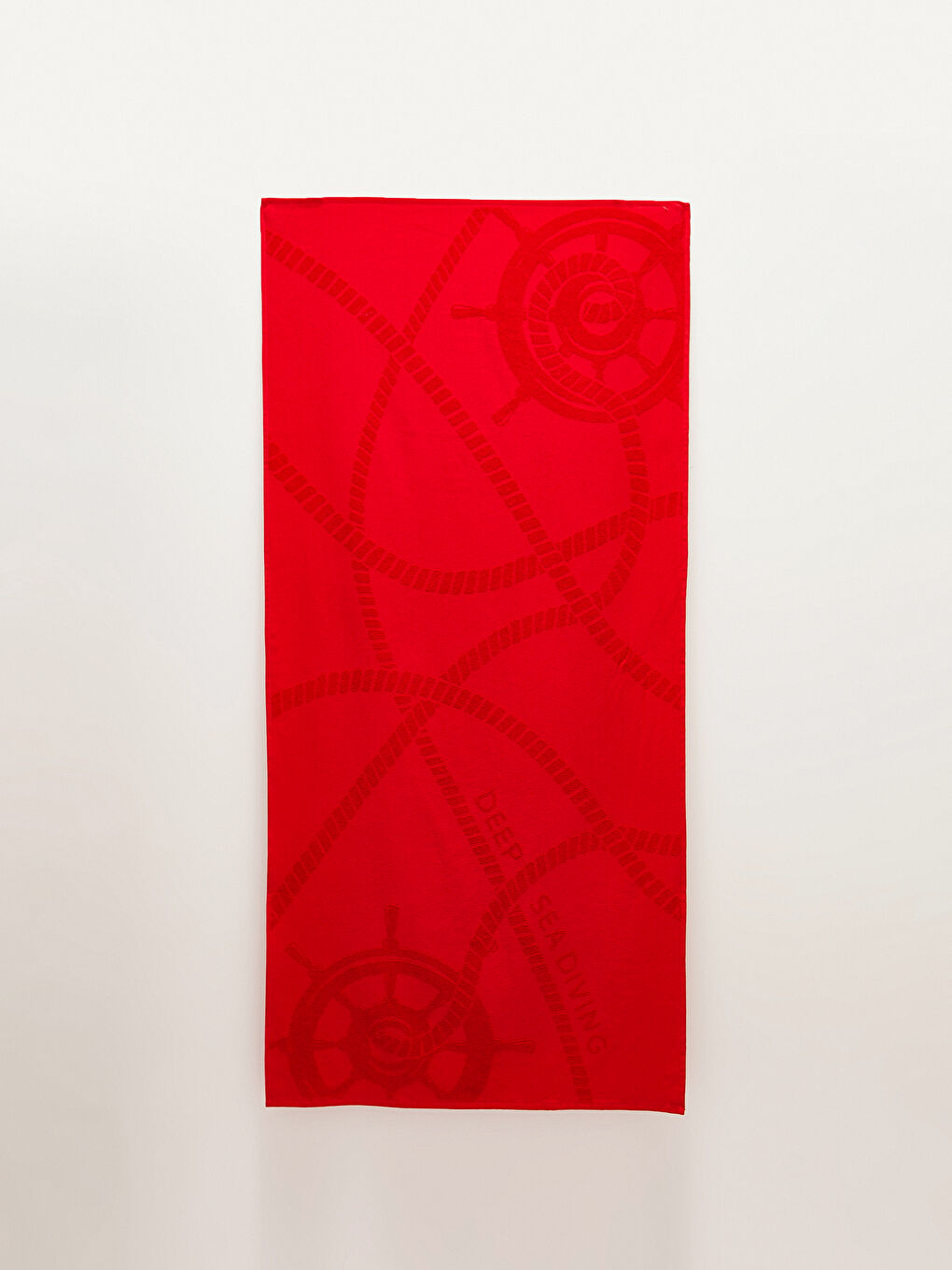 Kırmızı Kendinden Desenli Erkek Plaj Havlusu-2