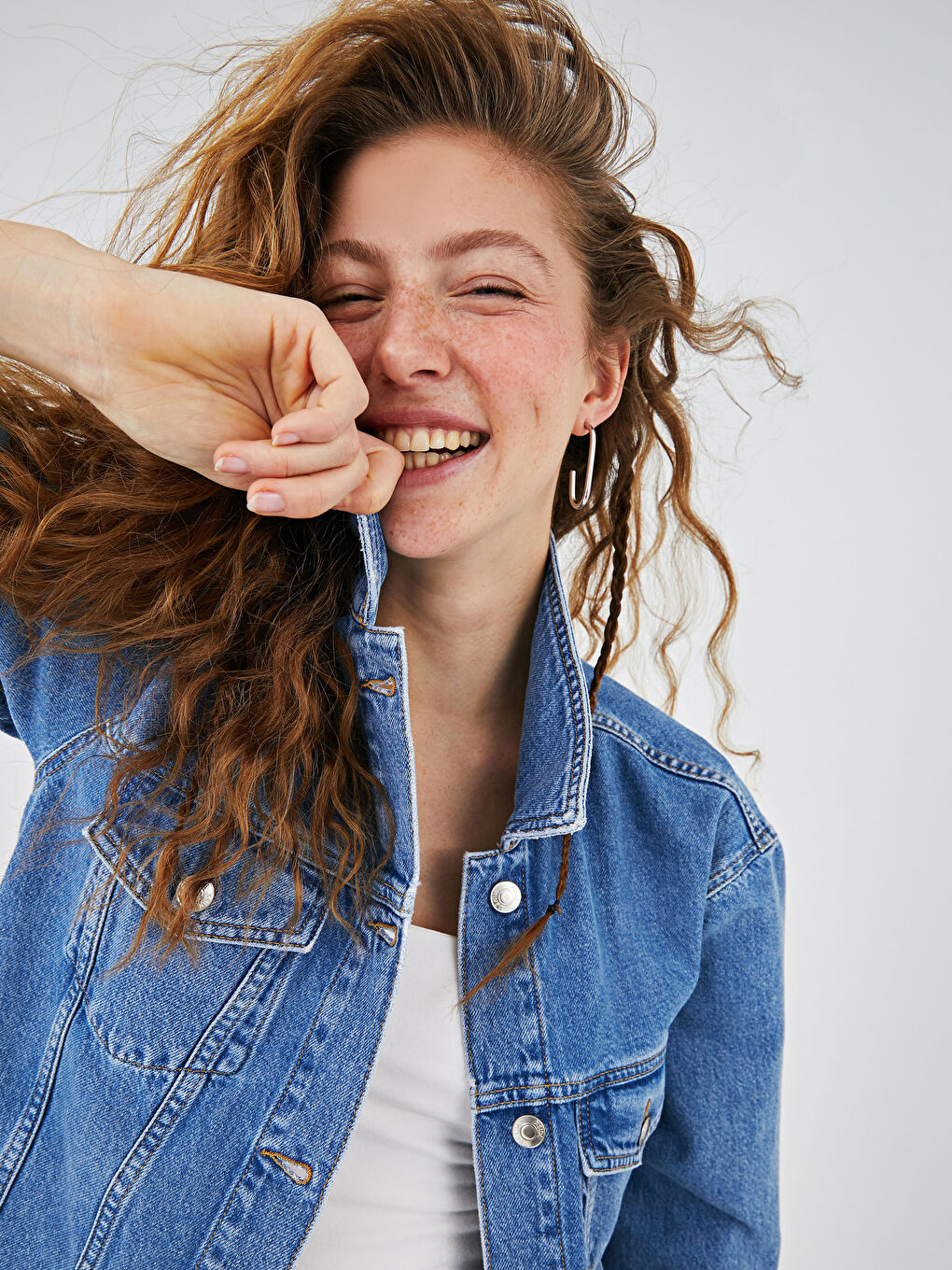 Mavi Bugs Bunny Baskılı Uzun Kollu Kadın Jean Ceket-7