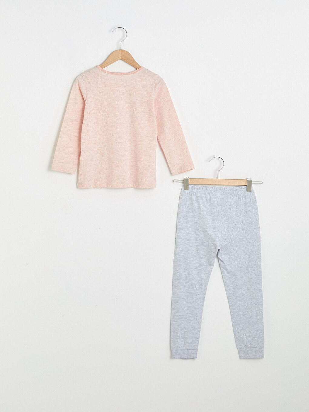 Пижамный комплект с круглым вырезом, с принтом, с длинным рукавом, для девочек-1