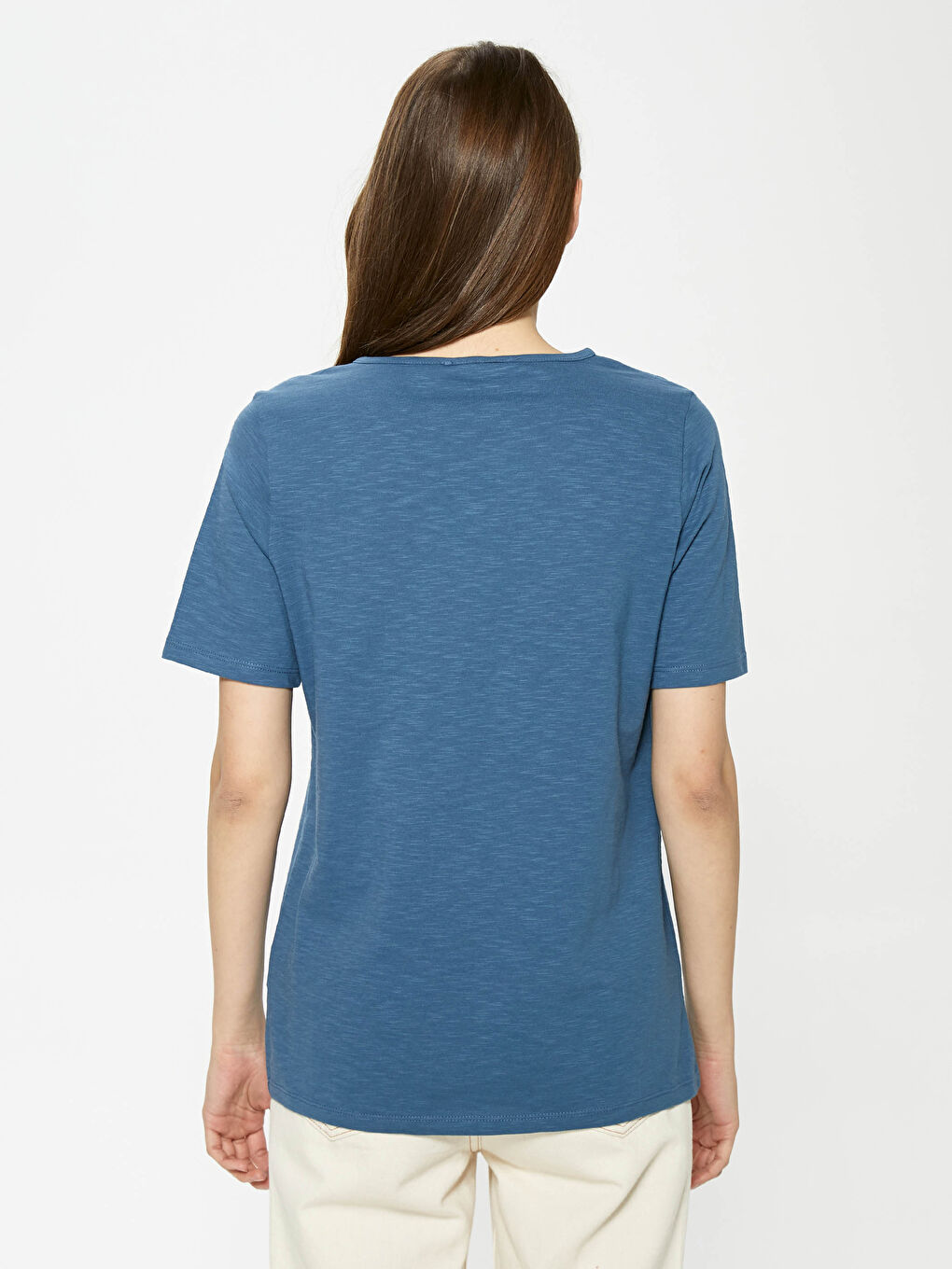 Блузка для жінок з коротким рукавом, V-подібним вирізом та вишивкою-3