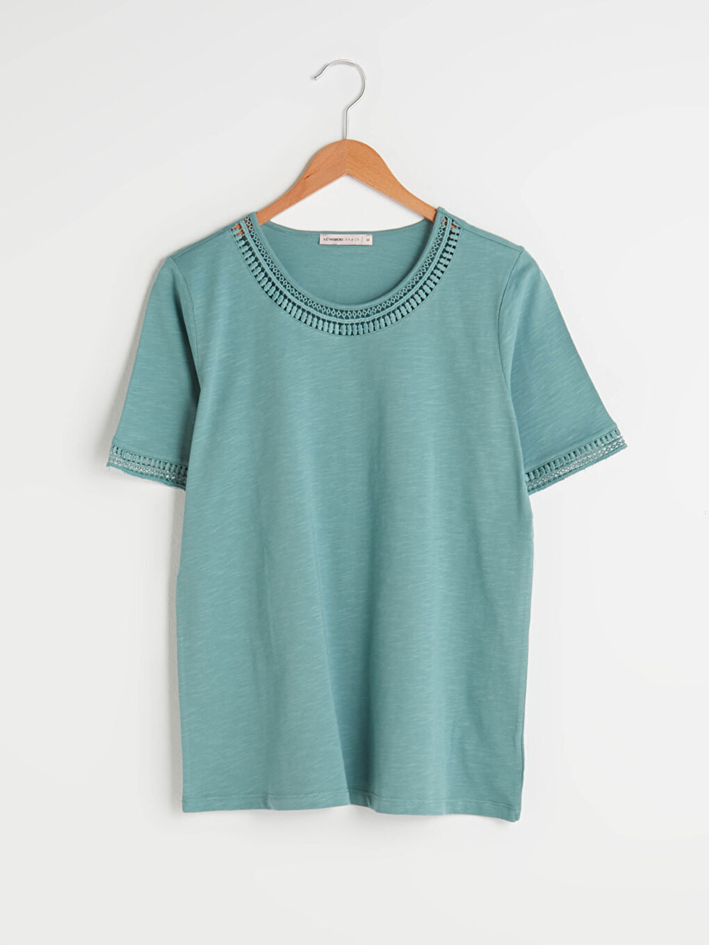 Crew Neck Embroidered Short Sleeve Women's Blouse-10