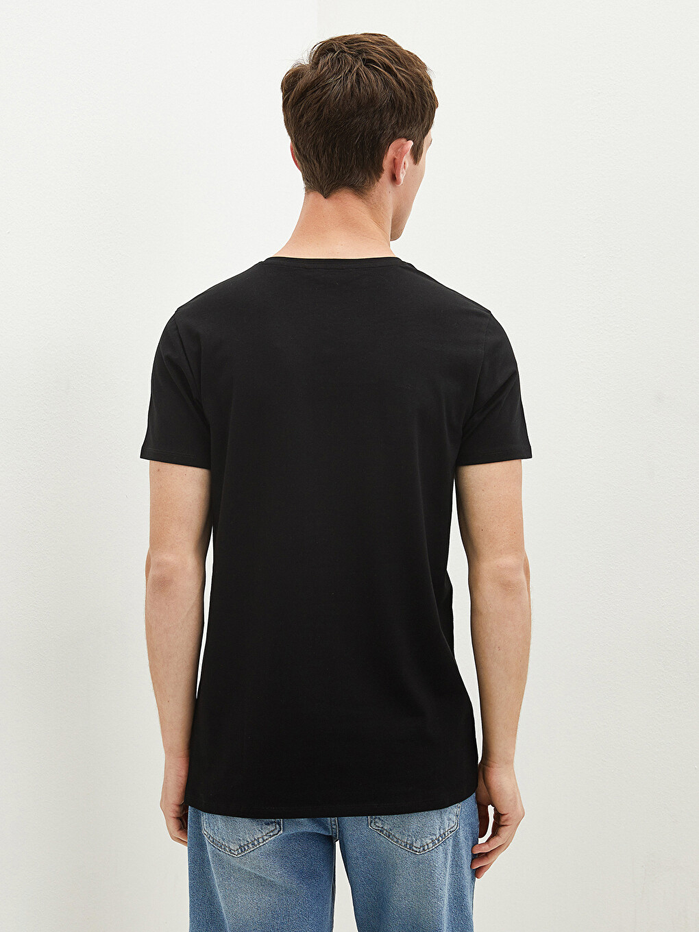 V Neck Short Sleeve Basic Cotton Men's T-shirt-5