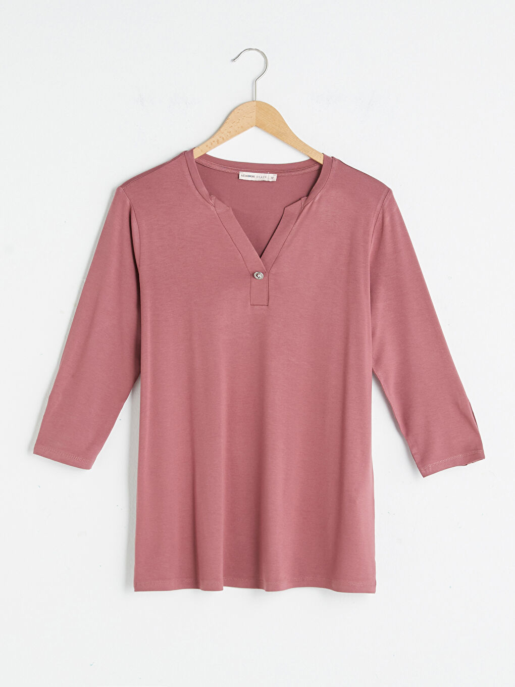 Turtle Neck Straight Half Sleeve Viscose Women Blouse-5