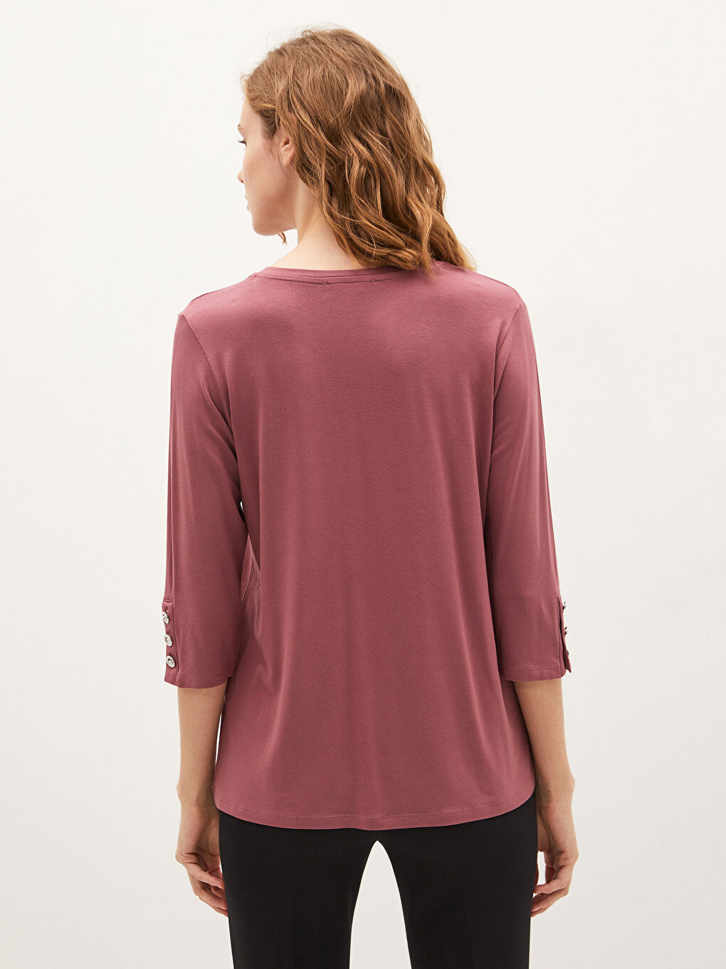 Turtle Neck Straight Half Sleeve Viscose Women Blouse-3